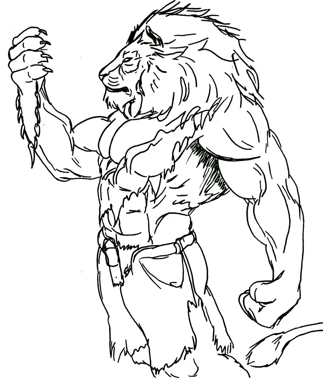 1064x1271 Lion Man Drawing - Lion Man Drawing