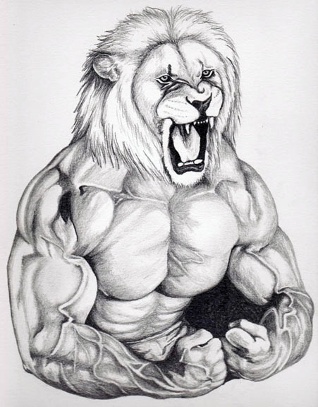 451x576 Pencil Portrait Lion Man - Lion Man Drawing