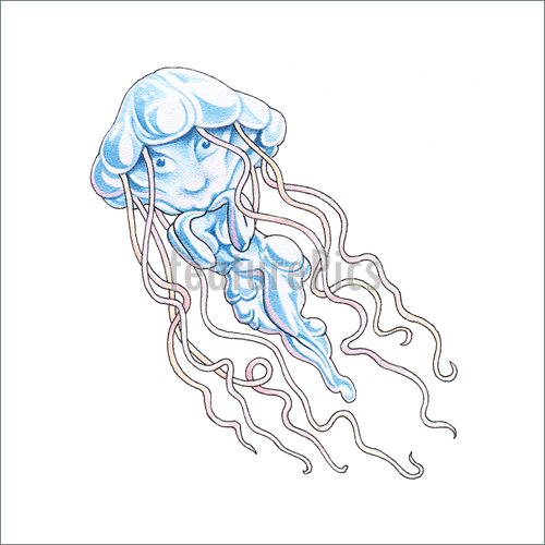 500x500 Illustration Of Lion's Mane Jellyfish - Lion Mane Drawing