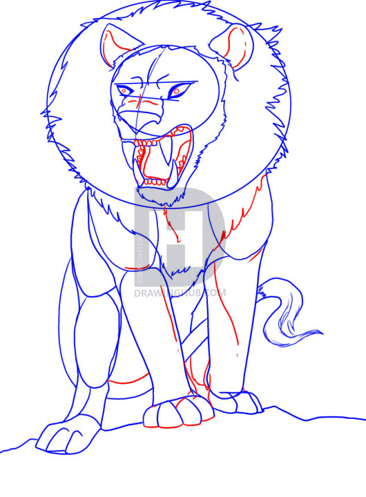 530x720 How To Draw An Anime Lion, Step - Lion Mouth Drawing