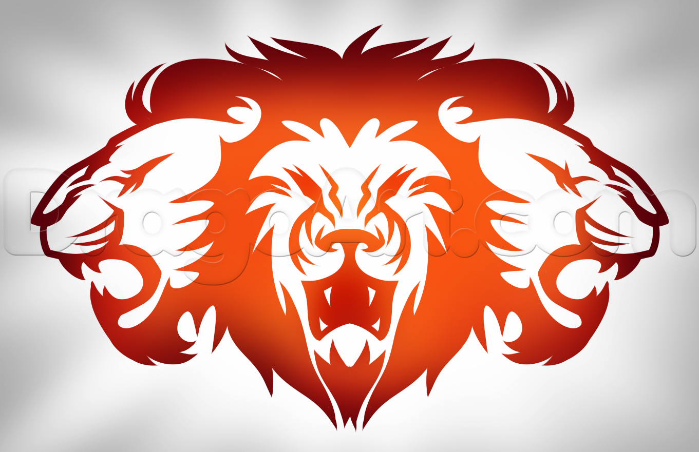 1361x881 How To Draw Tribal Lions, Step - Lion Mouth Drawing