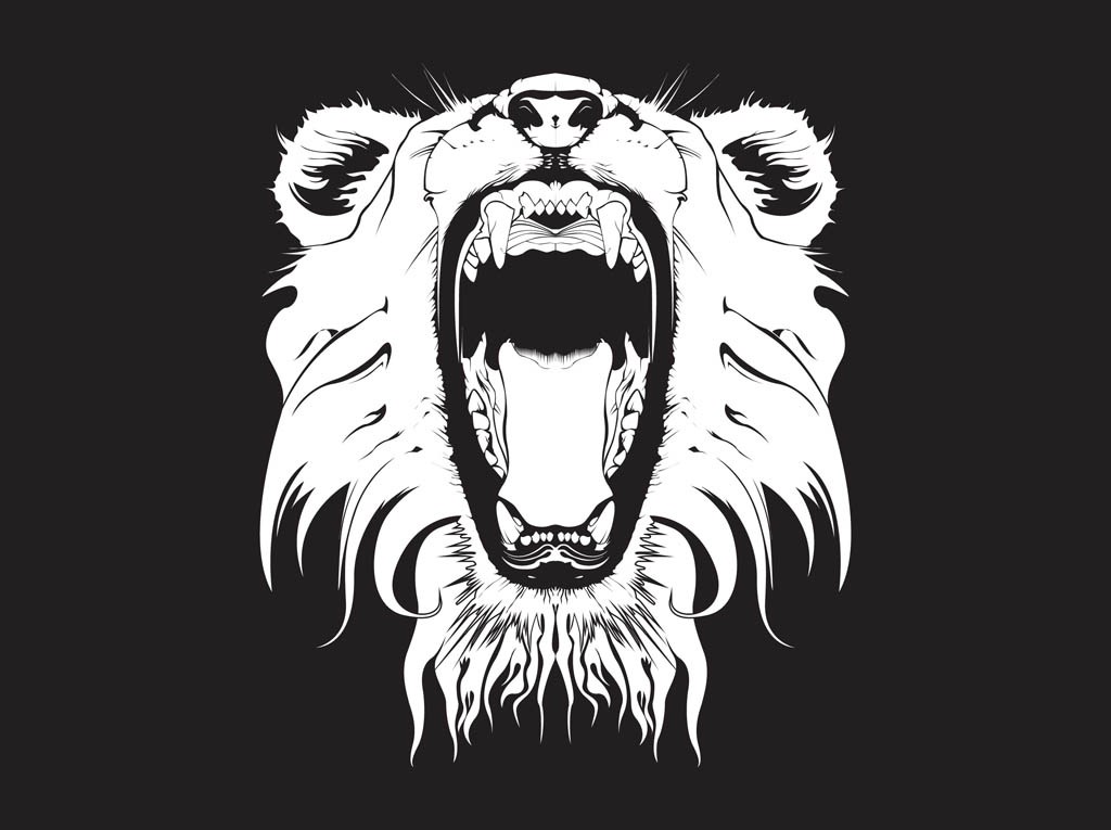 1024x765 Lion Its Mouth Open Drawing - Lion Mouth Drawing