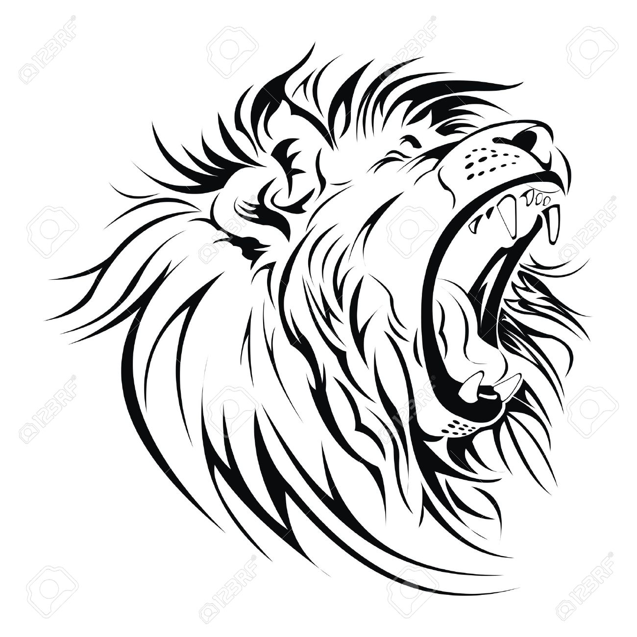 1300x1300 Lion With Mouth Open Clipart Great Free Clipart, Silhouette - Lion Mouth Drawing