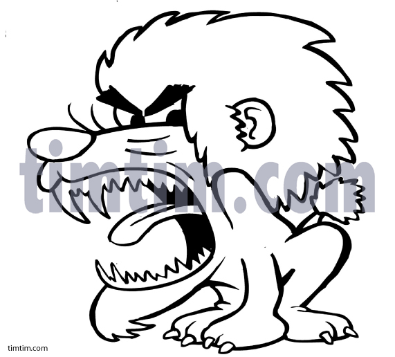 571x516 Free Drawing Of A Angry Lion Bw From The Category Wild Animals - Lion Mouth Open Drawing