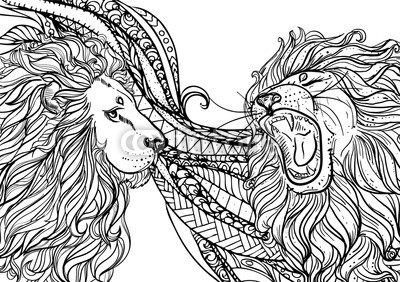 400x282 hand drawn vector illustration of doodle lion with open mouth - Lion Mouth Open Drawing