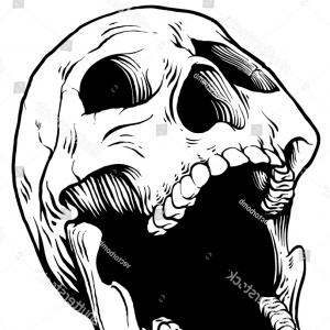 300x300 Vector Illustration Lion Skull Open Mouth Lazttweet - Lion Mouth Open Drawing