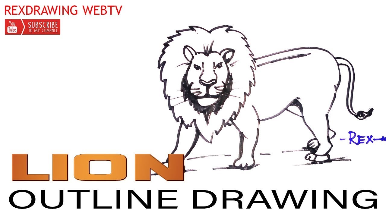 1280x720 How To Draw A Lion Outline Easy Step - Lion Outline Drawing
