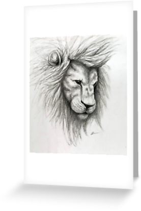277x415 Lion Pencil Sketch Greeting Cards - Lion Pencil Drawing