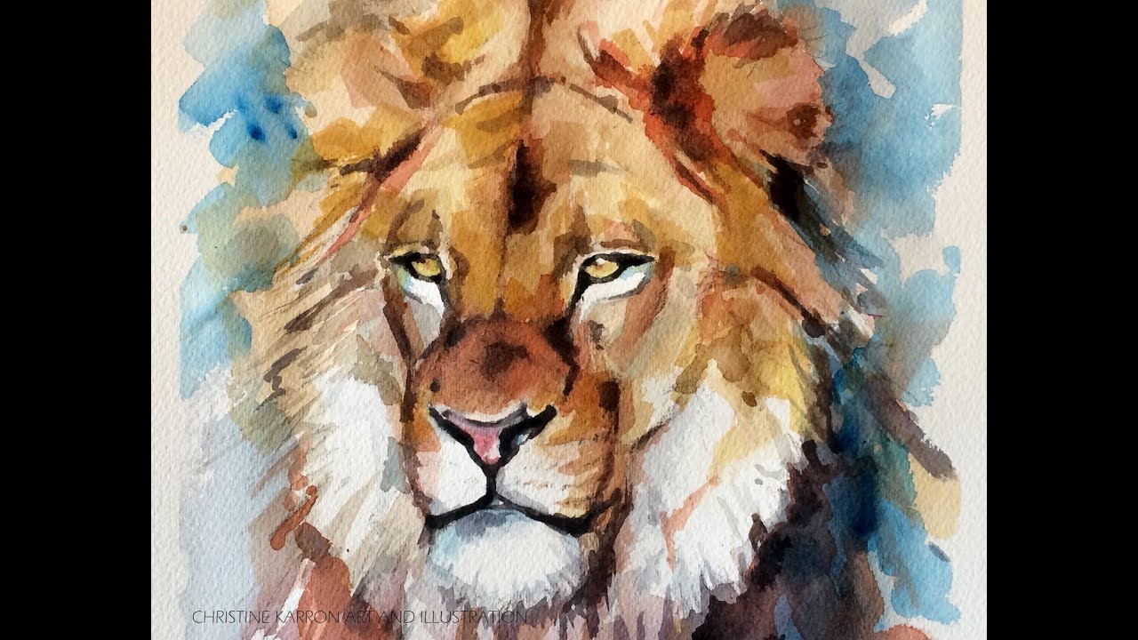 1280x720 watercolor speed painting lion portrait - Lion Portrait Drawing