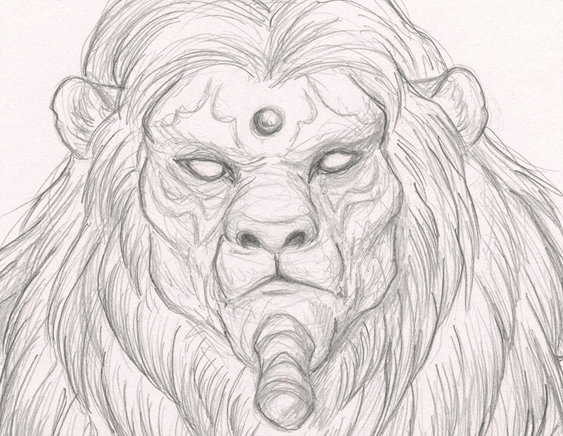 800x619 Androphinx Original Portrait Drawing Brynn Metheney - Lion Portrait Drawing