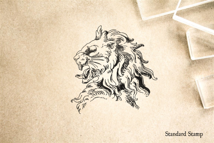 700x467 stone lion profile rubber stamp standard stamp - Lion Profile Drawing
