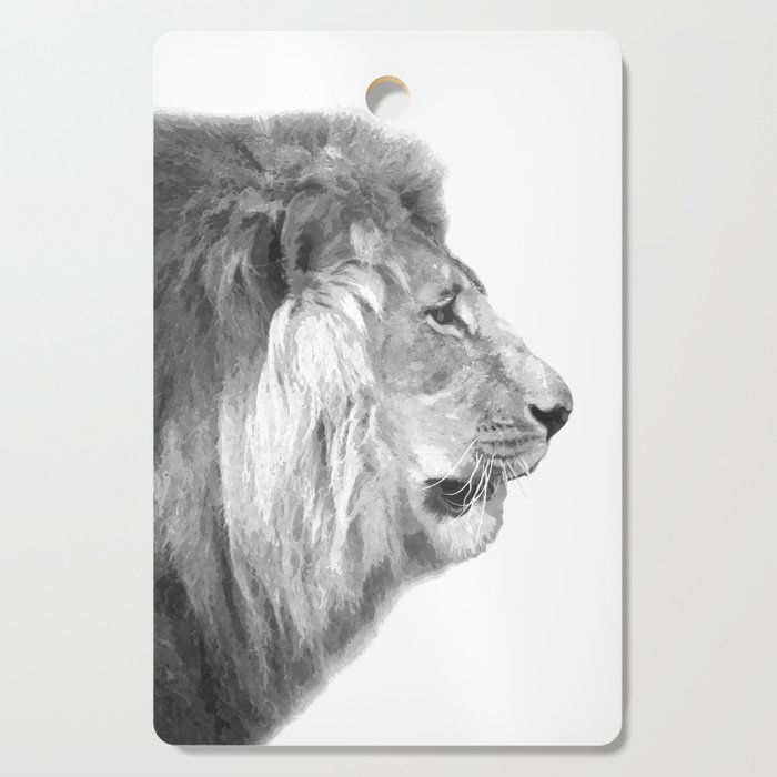 700x700 Black And White Lion Profile Cutting Board - Lion Profile Drawing