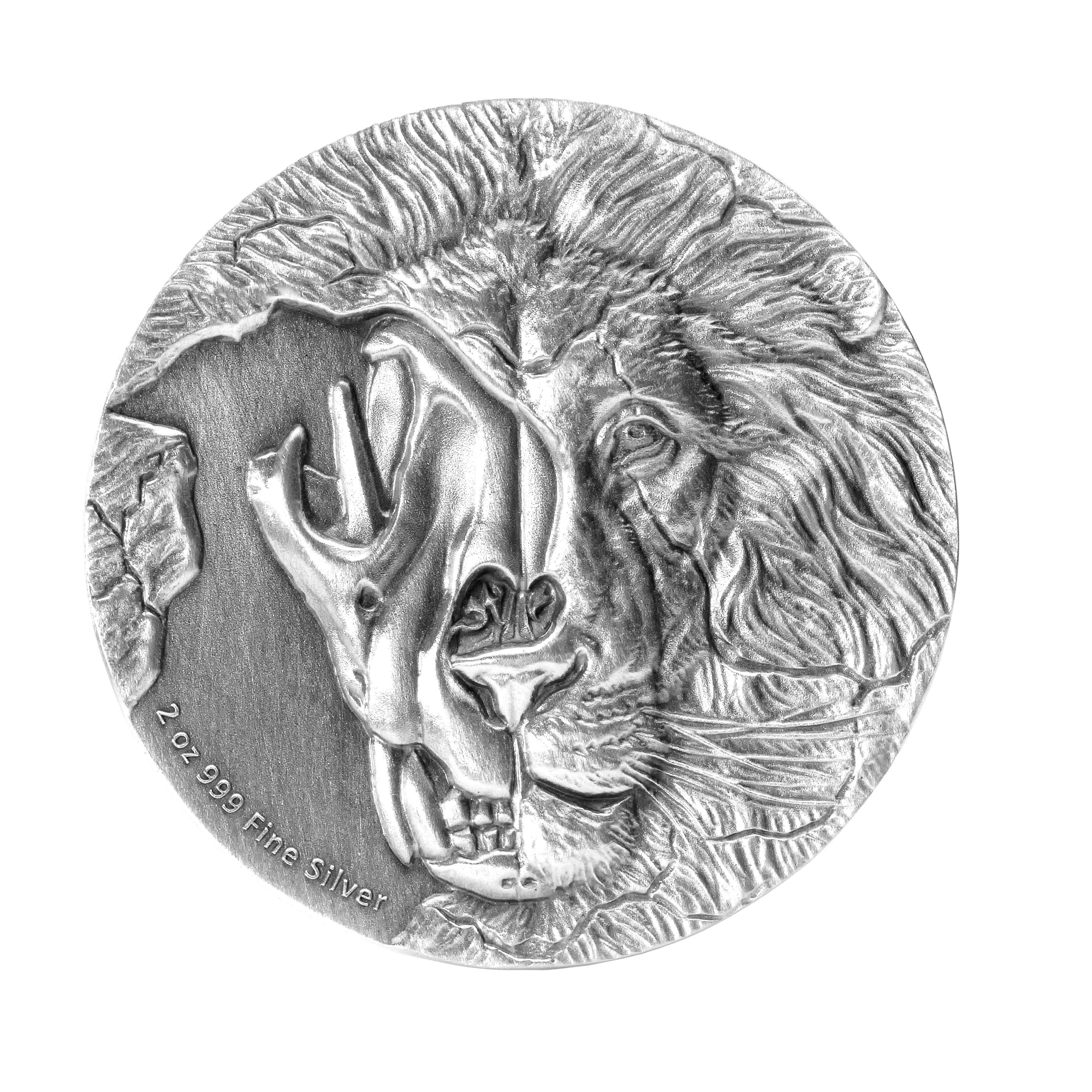 3652x3652 Asiatic Lion Skull Oz Silver Coin - Lion Skull Drawing