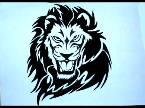 480x360 How To Draw Tribal Tattoo Lion Stencil Drawing - Lion Tattoo Drawing