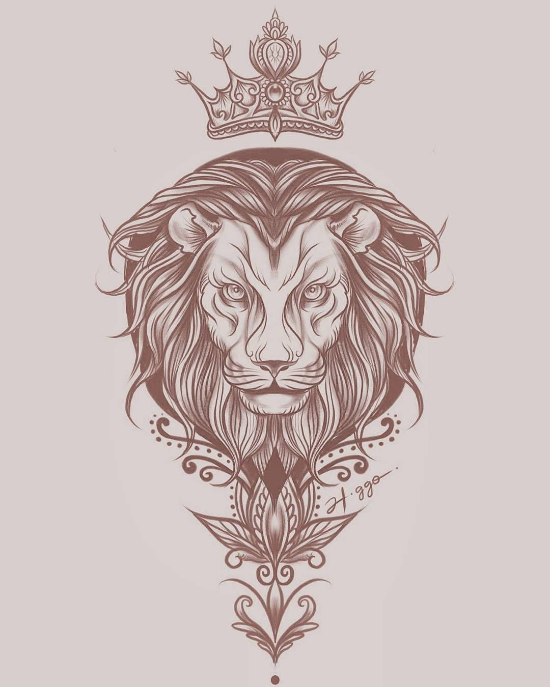 1080x1350 Awesome Crown Drawings Sketches Pics Drawing Sketch - Lion With C...