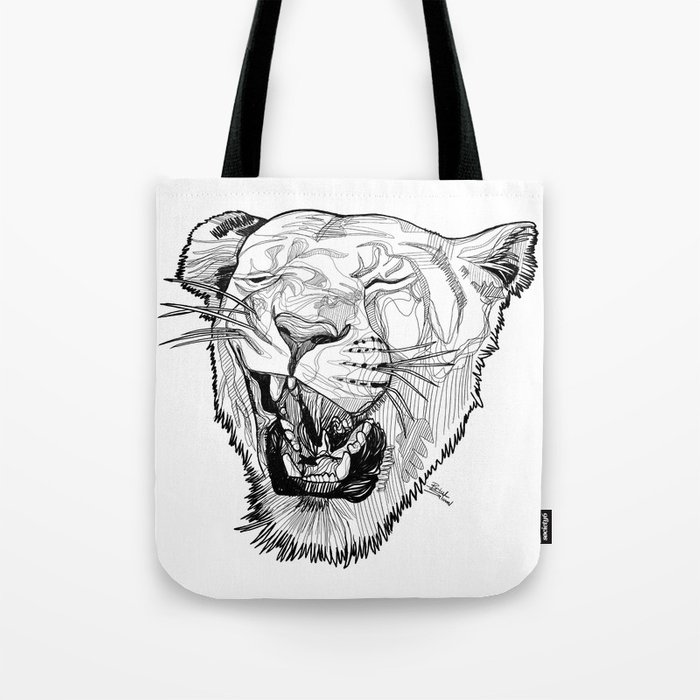 700x700 lioness head line drawing bw tote bag - Lioness Head Drawing