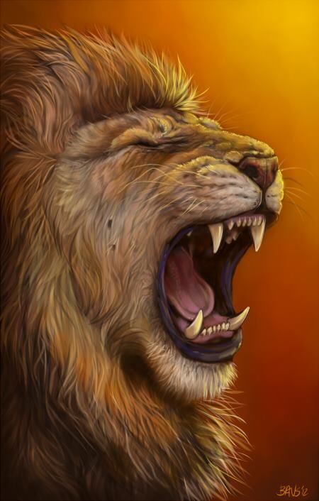 450x706 lion's roar - Lions Fighting Drawing