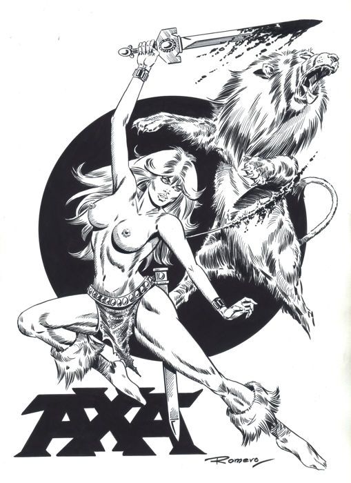 509x700 Romero, Enrique Badia - Lions Fighting Drawing