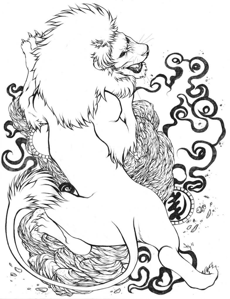 785x1017 Famous Lion Tattoo Design Sketches - Lions Fighting Drawing