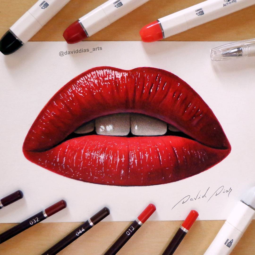 Lips Drawing Pencil Sketch