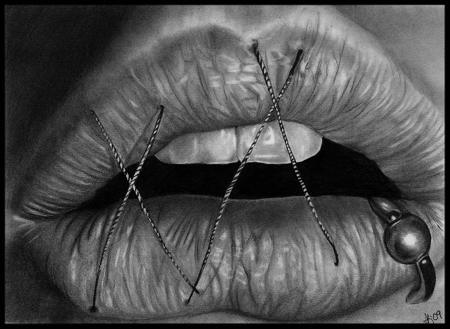 900x658 lip piercing drawings fine art america - Lip Piercing Drawing
