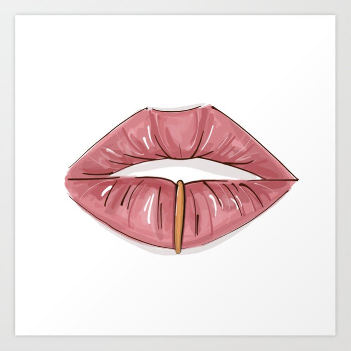 Lip Piercing Drawing at PaintingValley.com | Explore collection of Lip ...