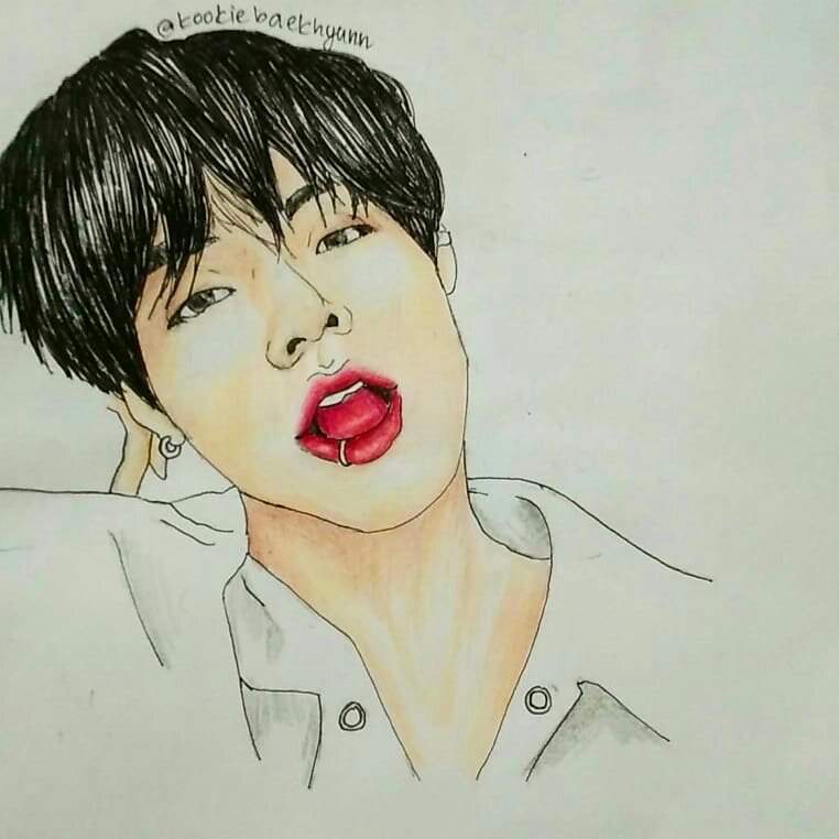 762x762 tae lip piercing kpop fanart amino - Lip Piercing Drawing