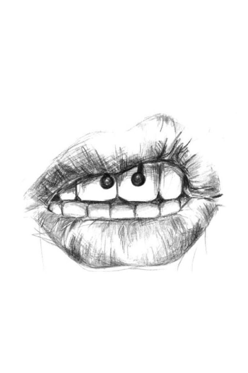 Lip Piercing Drawing at PaintingValley.com | Explore collection of Lip