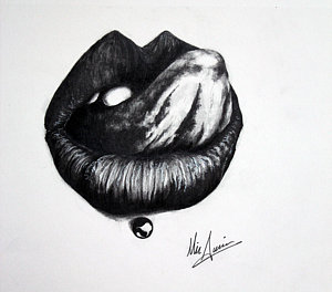 300x264 Mmmhhhmmm Drawing - Lip Piercing Drawing