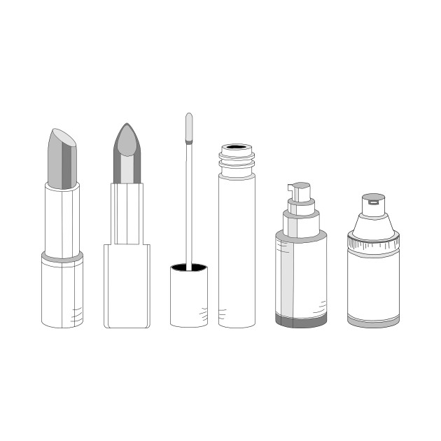630x630 Cute Make Up Illustration With Lipstick, Lipgloss And Foundation - Lipgloss Drawing