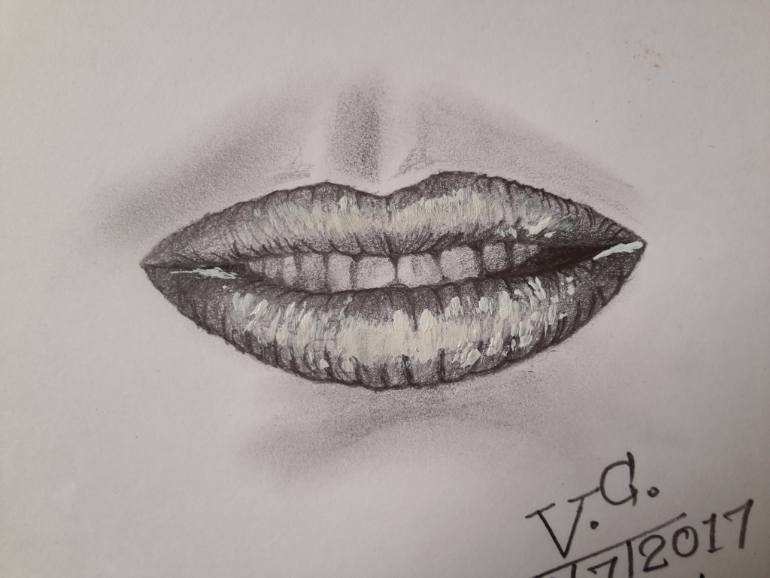 770x578 Realistic Lips Drawing Drawing - Lips Drawing