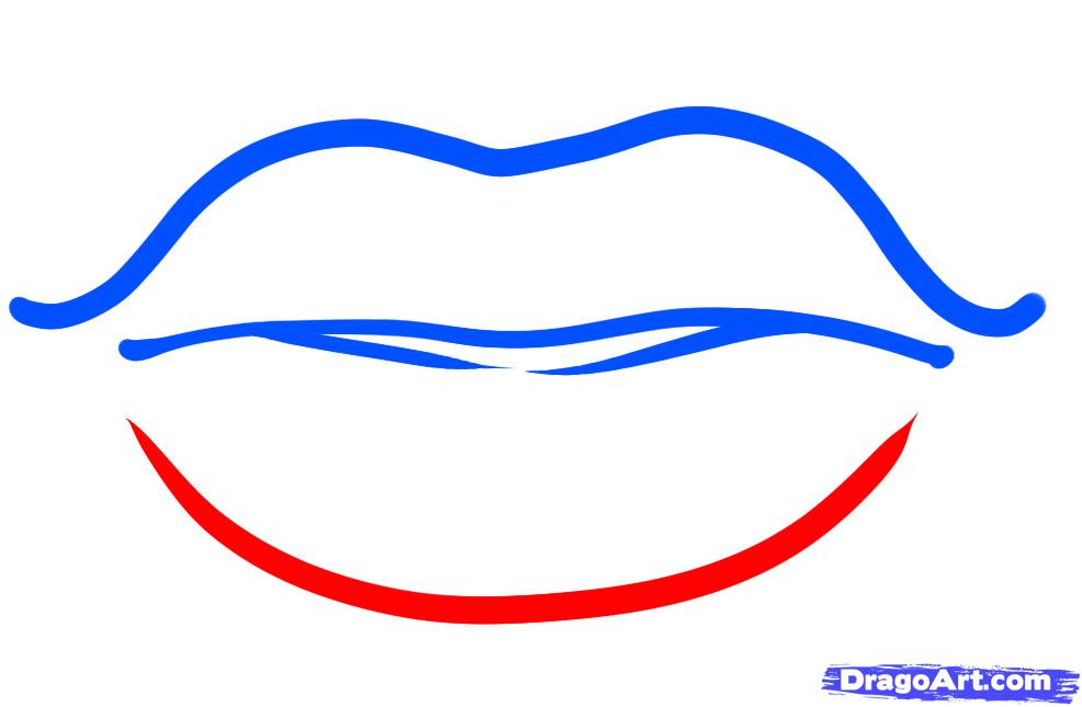 986x645 How To Draw Lips For Kids, Step - Lips Drawing Cartoon