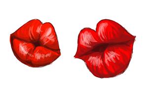 300x200 How To Draw Kissing Lips - Lips Kissing Drawing