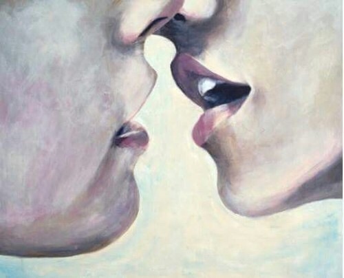 500x404 Image About Love In Draw - Lips Kissing Drawing