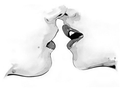 500x361 Gallery For Gt Lips Kissing Drawing Tumblr Drawings And Art - Lips Kissing Drawing