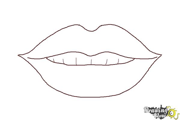 600x400 How To Draw Female Lips - Lips Outline Drawing