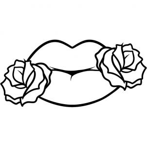 302x302 how to draw tattoo lips, tattoo lips, step - Lips Outline Drawing