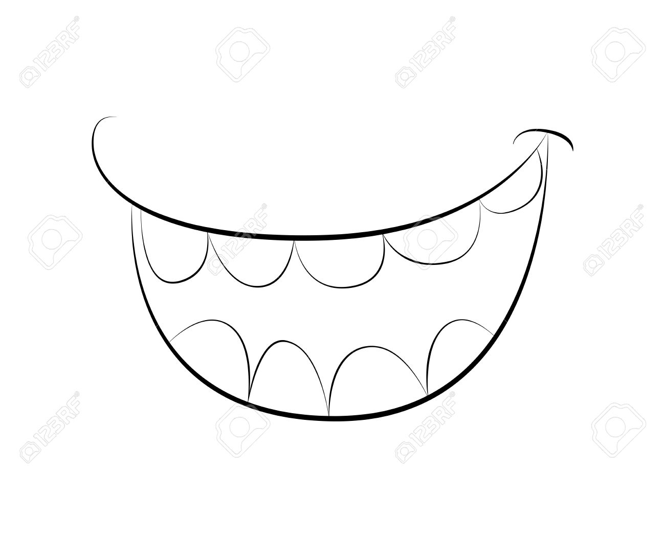 1300x1052 Cartoon Smile Mouth Lips With Teeth Vector Silhouette - Lips Outline Drawing