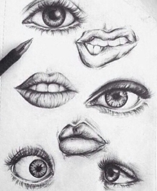 513x622 Art, Artist, Awesome, Black, Drawing, Eyes, Girl, Lips, Pen - Lips Pencil Drawing