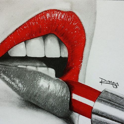 500x502 lipstick, girl, teeth, lips drawing art drawings, art, lip - Lipstick Drawing