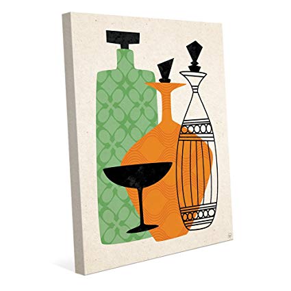 425x425 retro glass green and orange mid century retro modern - Liquor Bottle Drawing