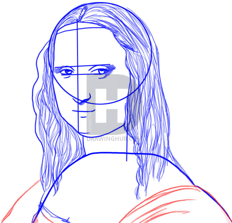 751x720 how to draw mona lisa, step - Lisa Drawing