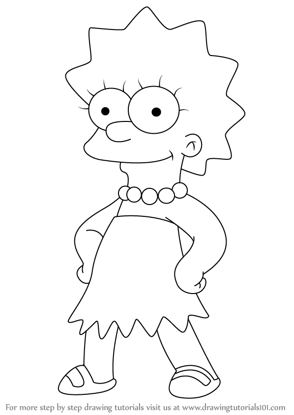 598x844 learn how to draw lisa simpson from the simpsons - Lisa Drawing