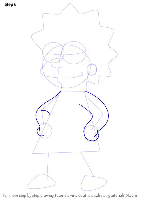 598x844 Learn How To Draw Lisa Simpson From The Simpsons - Lisa Simpson Drawing