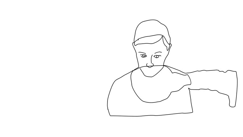 852x480 Animated Sketch Vector Drawing Doodle Stock Footage Video - Listening Drawing