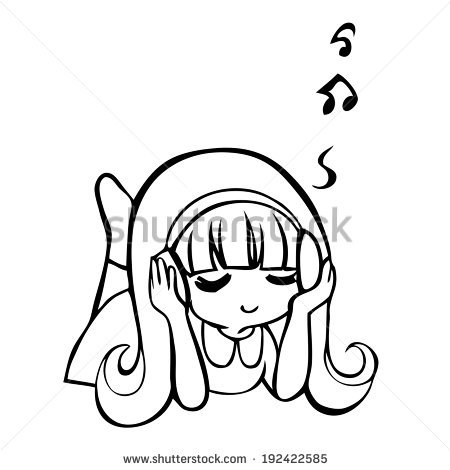 450x470 Listening To Music Clipart Black And White Collection - Listening To Music Drawing