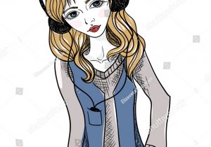 300x210 Sketches Of Girl Listening To Music - Listening To Music Drawing