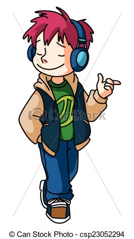 264x470 Boy Listening Music - Listening To Music Drawing