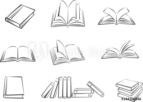 500x356 book, textbook, library, literature, page, drawing, symbol - Literature Drawing