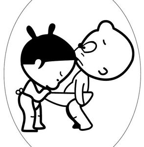 294x300 little boy and girl cartoon ensuit vinyl wall decal sign funny - Little Boy Cartoon Drawing